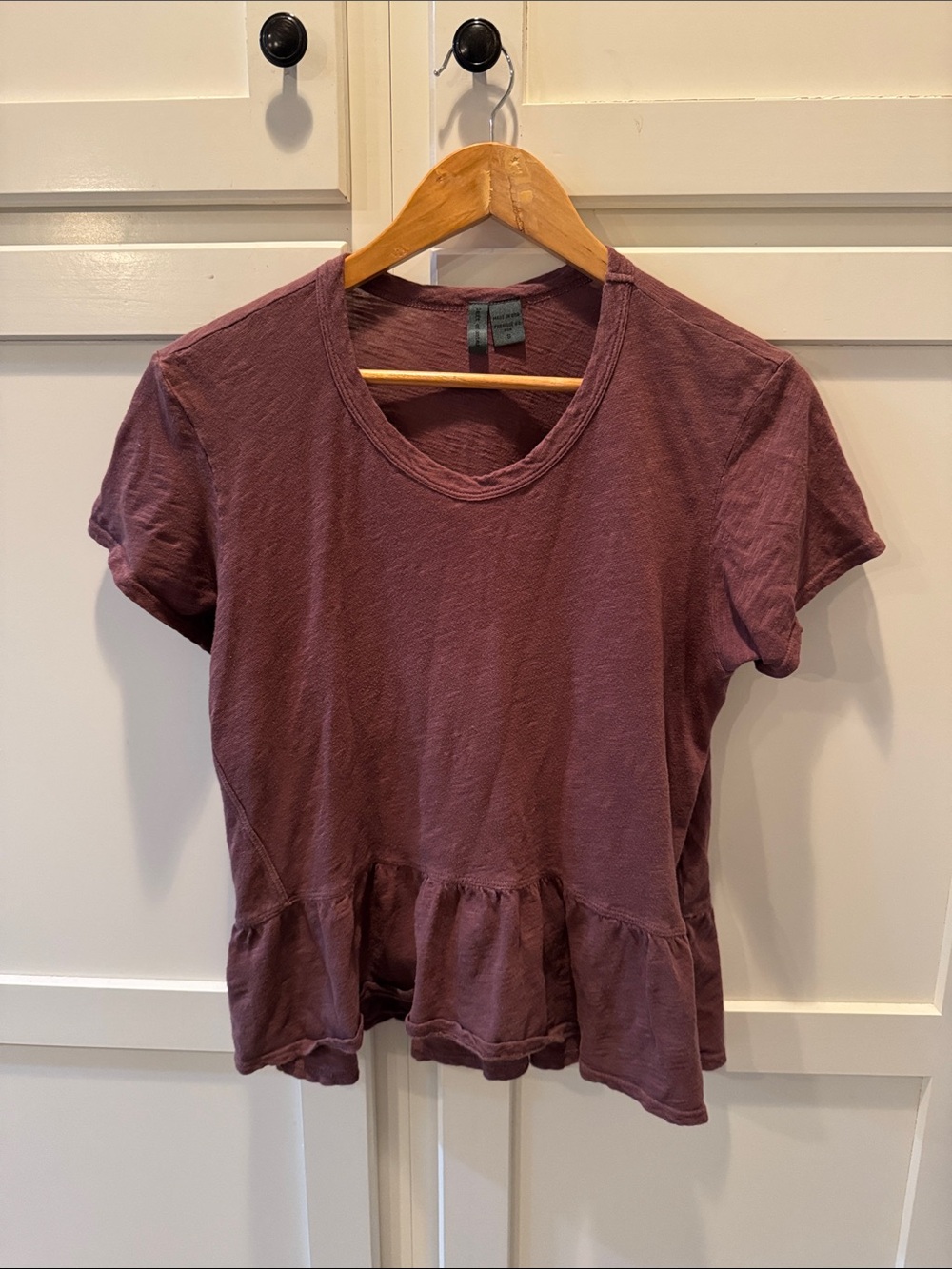 Short Sleeve Peplum Crop Top - Dusty Mauve